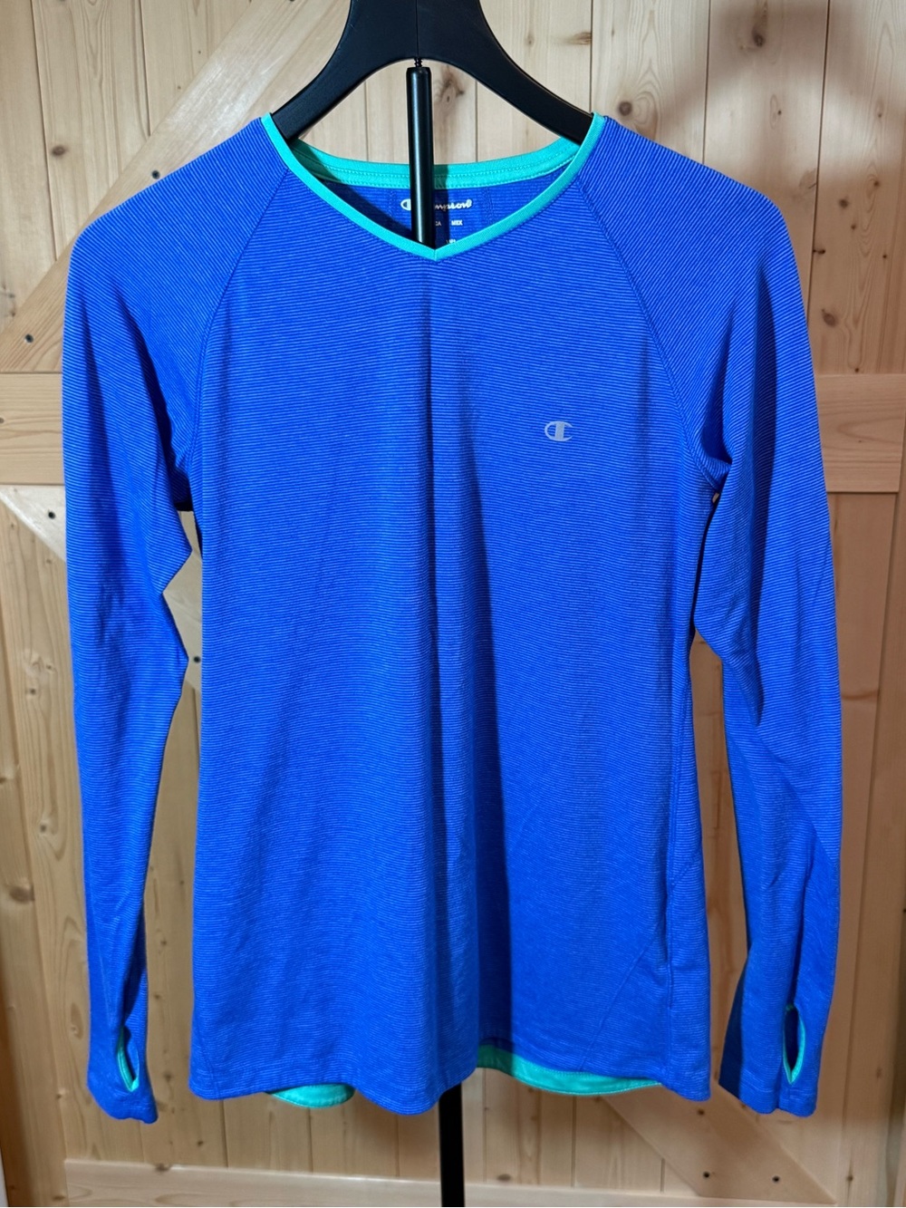 Champion Women’s Long-Sleeve V-Neck Top - Royal Blue with Teal Trim